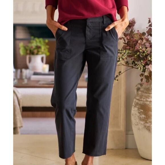 Frank & Eileen Blackstone utility pants Size 8 Washed Black Raw Hem Crop R11 - Picture 1 of 10